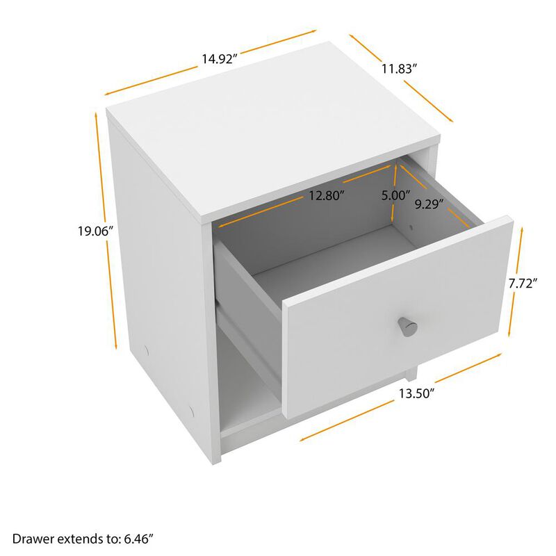 Tvilum Portland 1 Drawer Nightstand, White