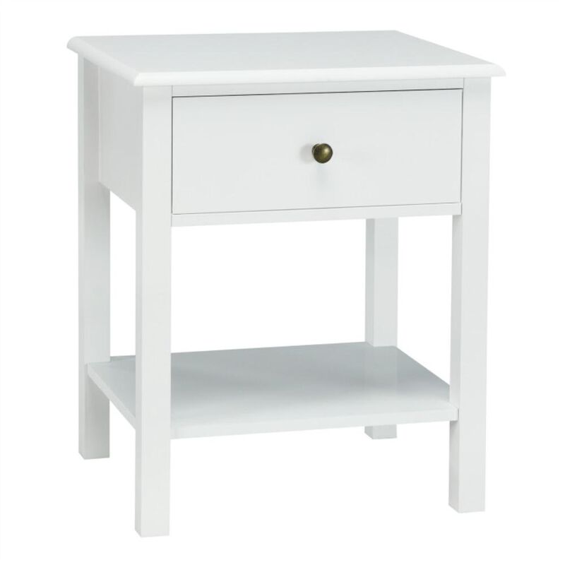 Hivvago Nightstand End Table with Drawer and Shelf