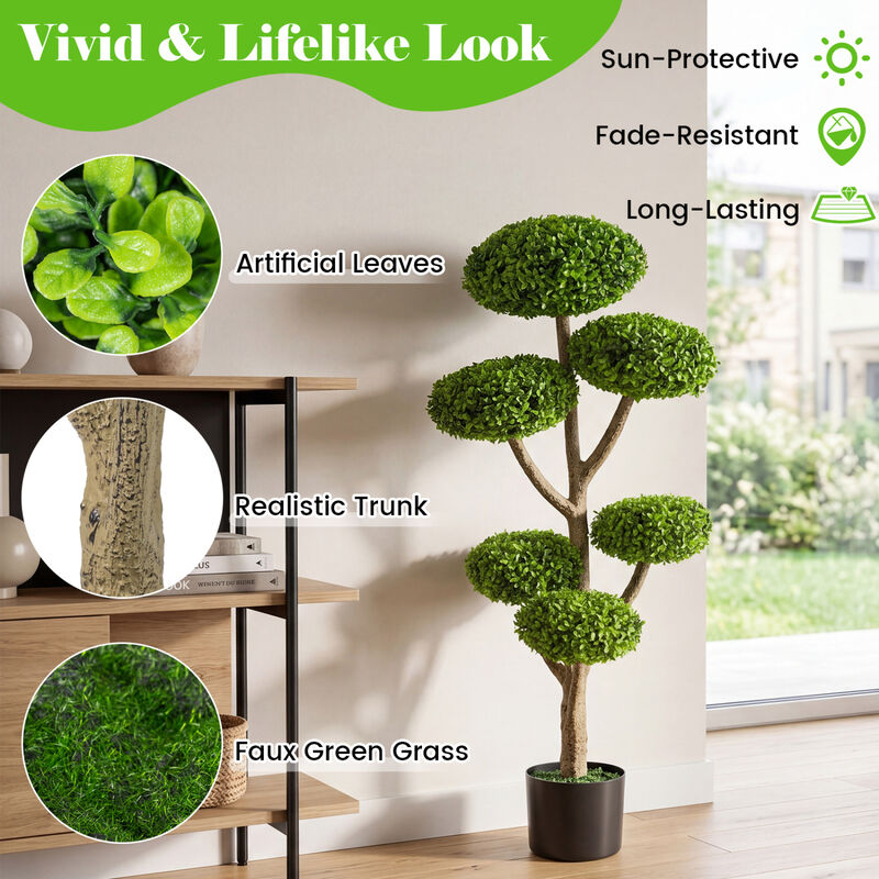 Indoor Outdoor 6-Ball Topiary Tree Set of 2 with Weighted Pot Base image number 5