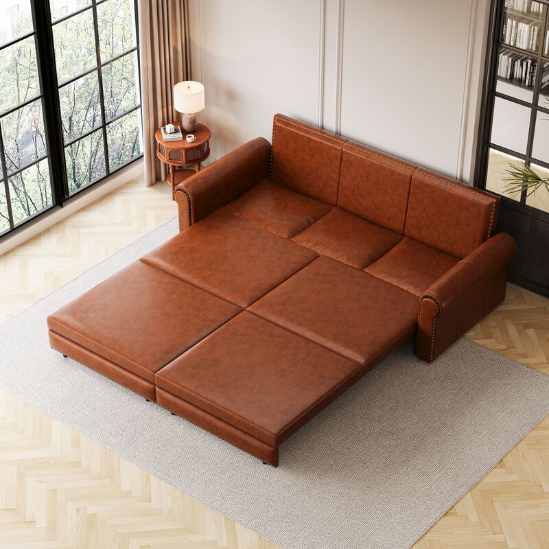 Merax 3-in-1 Faux Leather Convertible Sleeper Sofa