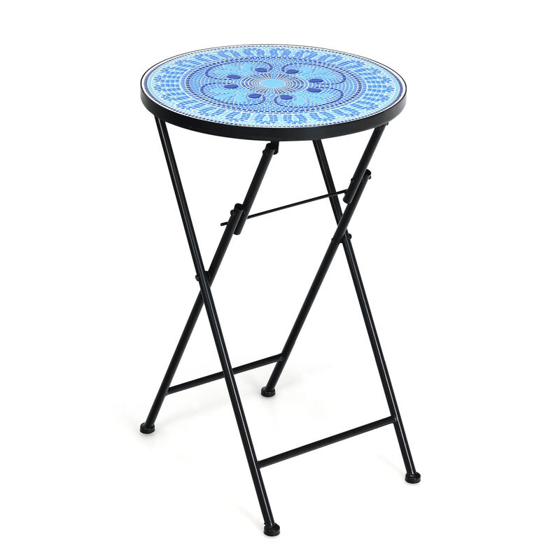 14 Inch Round End Table with Ceramic Tile Top image number 1