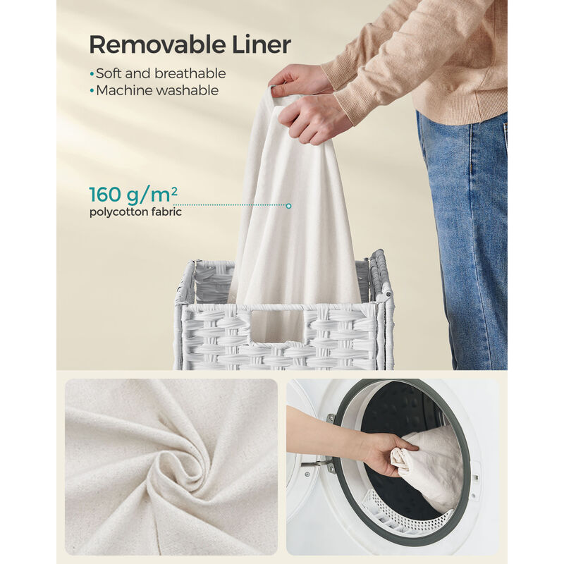 Laundry Hamper with Lid &ndash; Durable Synthetic Rattan Basket for Clothes, Towels & Family Laundry