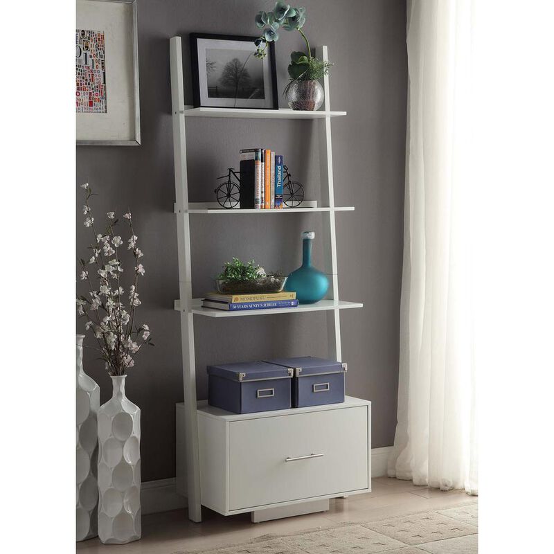 Convience Concept, Inc. American Heritage Ladder Bookcase with File Drawer