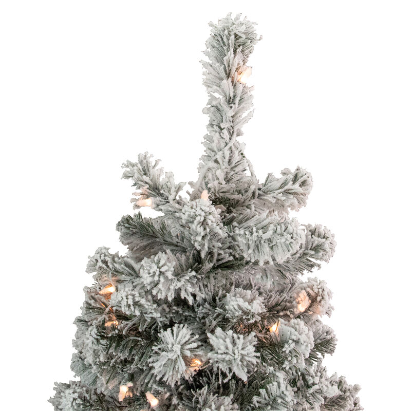 4.5' Pre-Lit Flocked Madison Pine Artificial Christmas Tree  Clear Lights