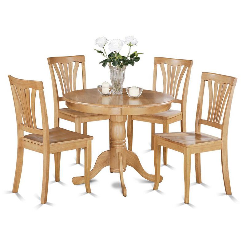 5 Pc Kitchen Table-round Kitchen Table plus 4 Chairs for Dining room
