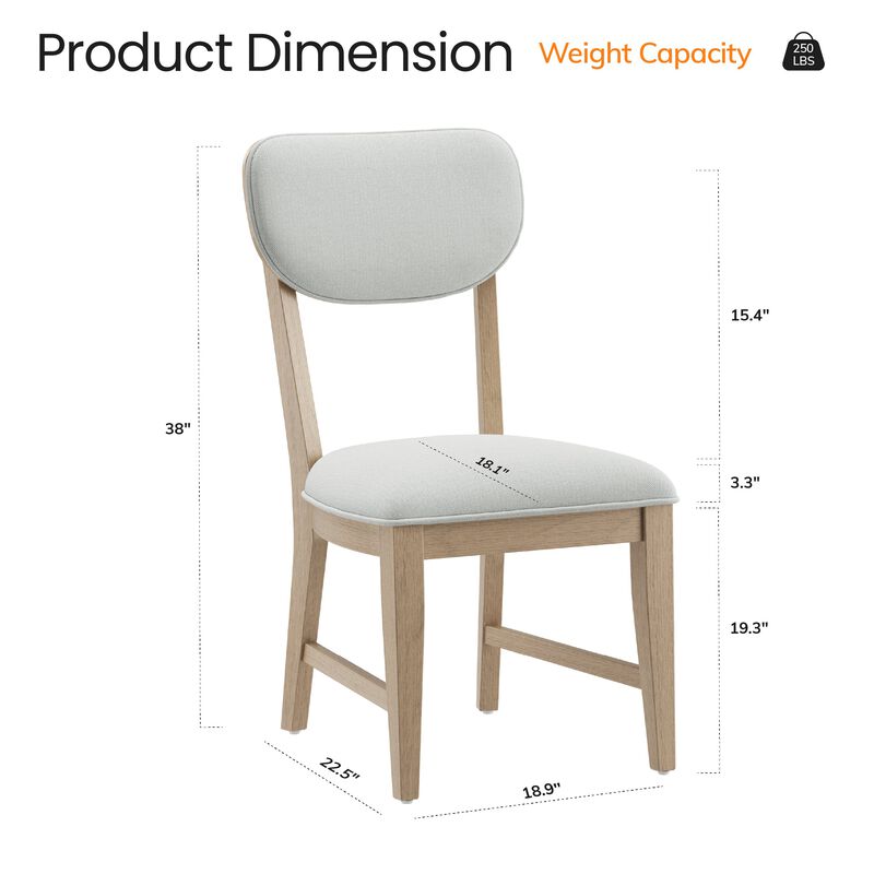 COLAMY PURA Solid Wood Dining Chair with OEKO-TEX&reg; Fabric image number 5