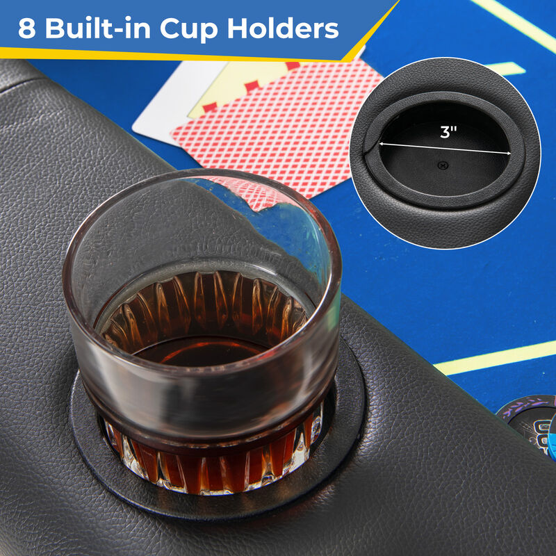 Portable Folding Poker Table with 8 Built-In Cup Holders image number 6