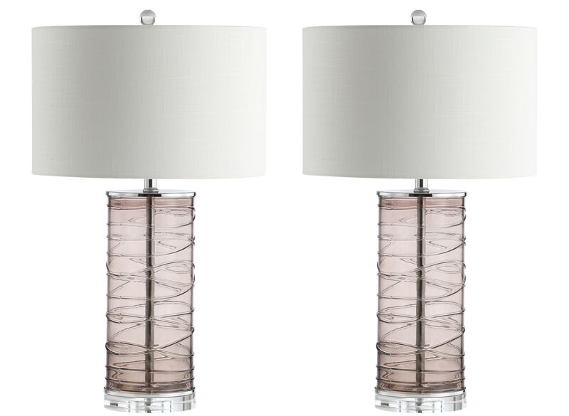 Cole Modern Fused Glass Cylinder LED Table Lamp (Set of 2)