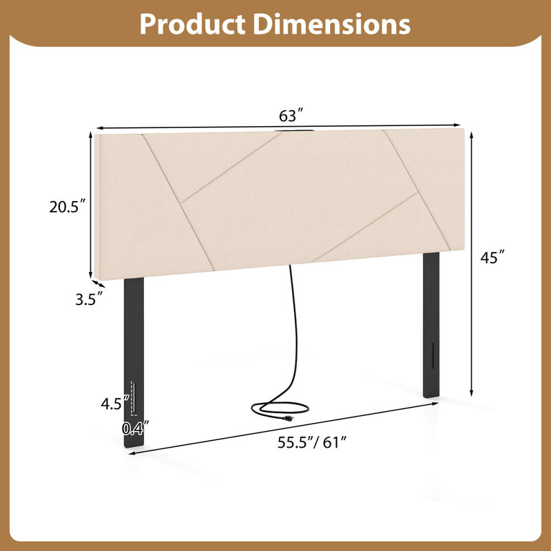 Modern Geometric Upholstered Headboard image number 2