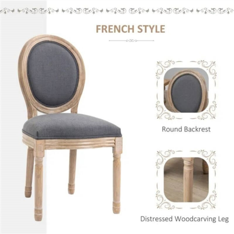 Set of 2 Vintage Upholstered Armless Curved Back Dining Chairs