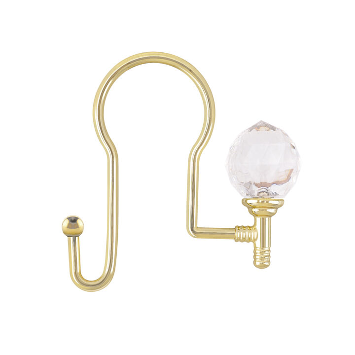 Utopia Alley Rust-Proof Zinc Double Shower Curtain Hooks with Acrylic Crystal Design, Shower Hooks Hangers for Bathroom, Kitchen Utensils, Curtains, Clothing, Towels etc - Set of 12