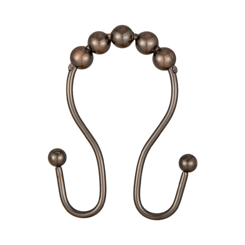Stainless Steel Double Shower Curtain Hooks, Set of 12 image number 0