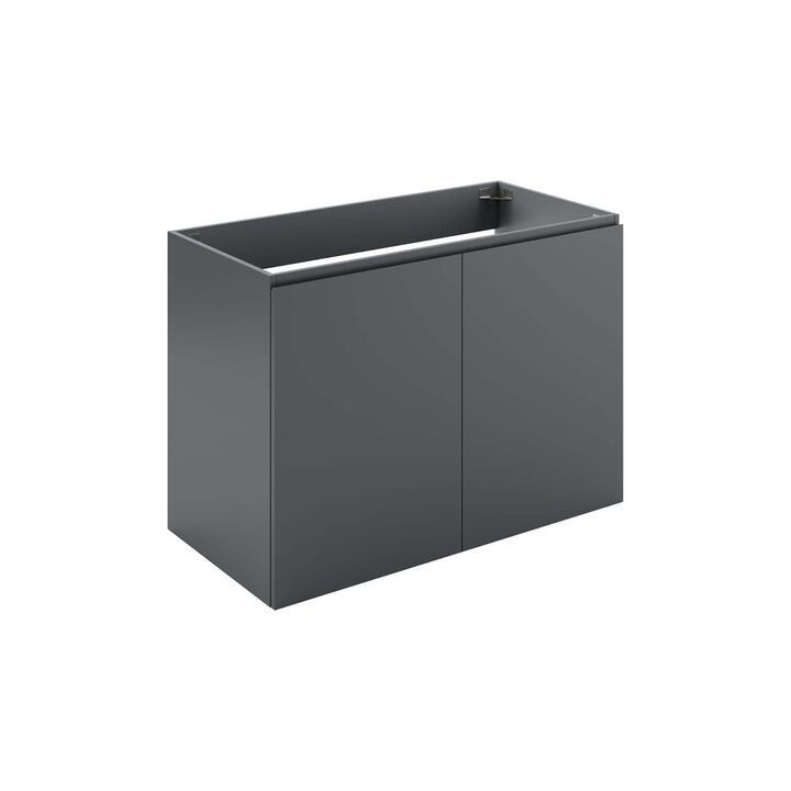 Modway Vitality 35" Plastic and Wood Wall-Mount Bathroom Vanity in Gray