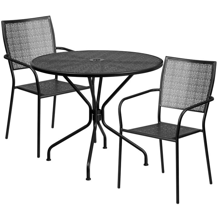 35.25RD Black Patio Table Set