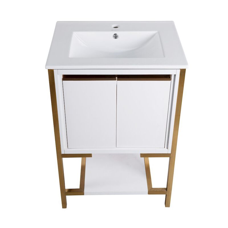 Marseille 24" Bathroom Vanity in White and Brushed Gold image number 9