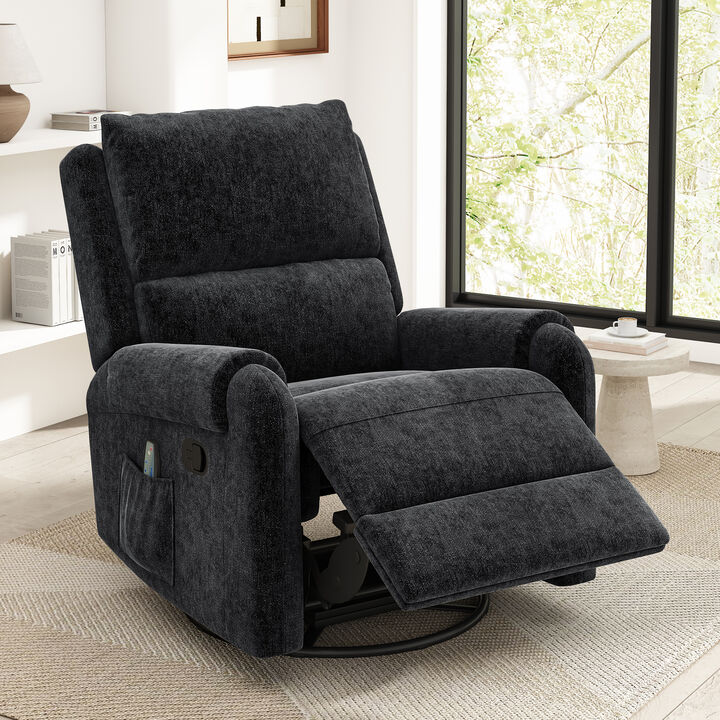Merax Manual Swivel Rocker Massage Recliner Chair with Chenille Upholstery