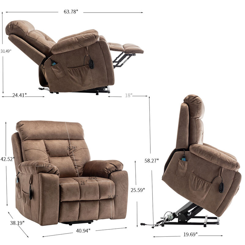 Recliners Lift Chair with Hidden Cup Holder Relax Sofa Chair Power Electric Reclining for Elderly image number 2