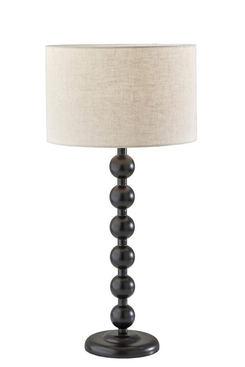 HomeRoots 28" Black Solid Wood Candlestick Table Lamp With Off White Drum Shade