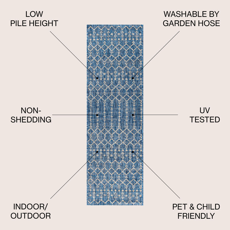 Ourika Moroccan Geometric Textured Weave Indoor/Outdoor Area Rug