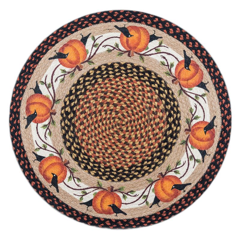 Earth Rugs Rp-222 Pumpkin Crow Round Patch 27 X 27 image number 0