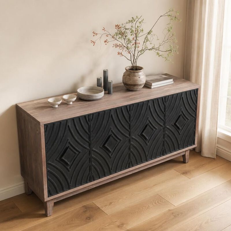 60" Storage Sideboard Buffet Cabinet image number 2
