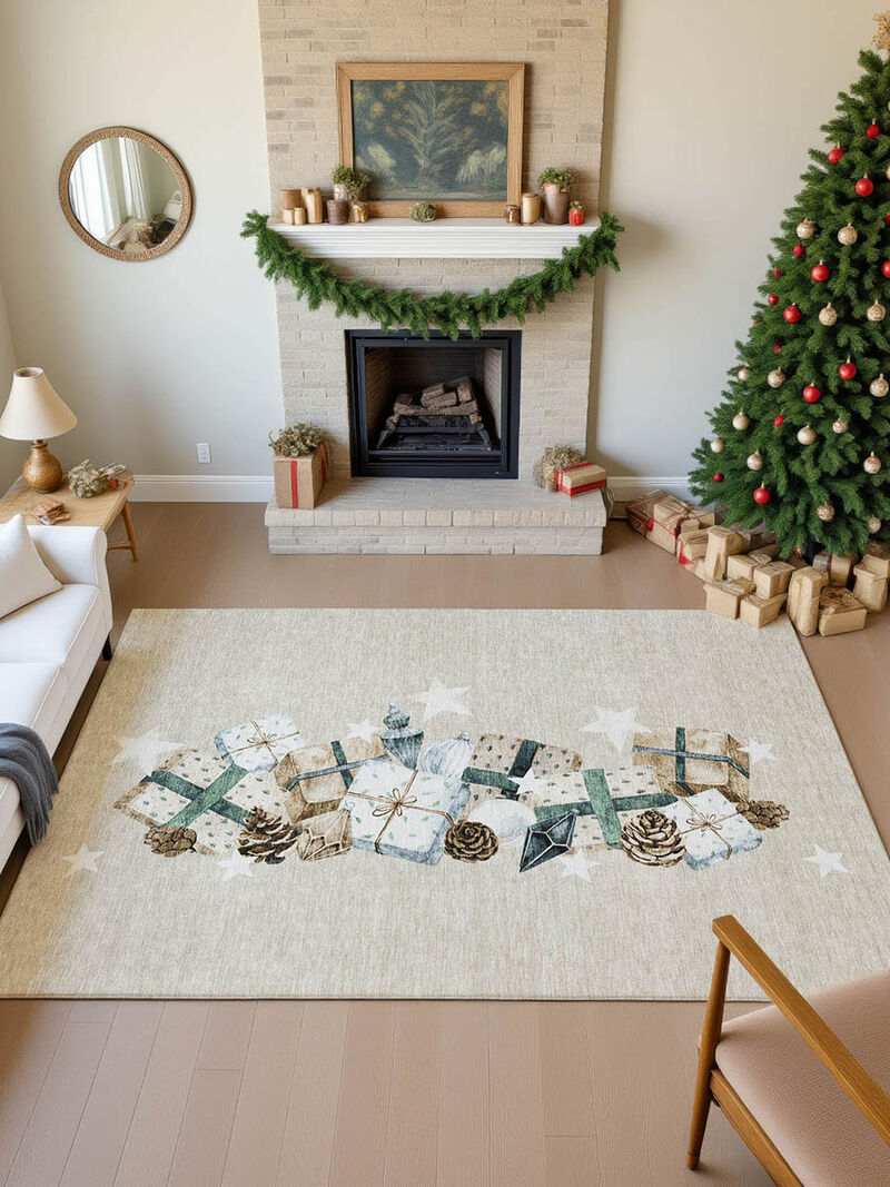 Merry & Bright MY27 Beige 8' x 10' Rug