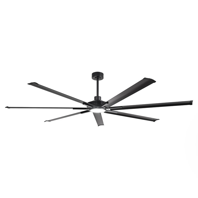 120" Industrial Black Reversible 7 Aluminum Blades Dimmable Extra Large Ceiling Fan with Light and Remote for Warehouse, garage, or Factory image number 0