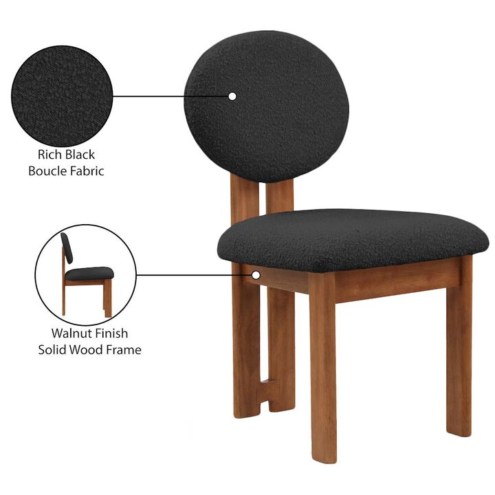Meridian Furniture Napa Black Boucle Fabric Dining Chair, Set of 2
