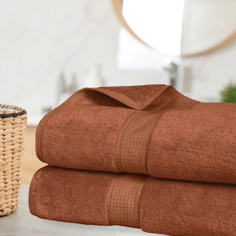 Egyptian Cotton Plush Bath Sheet Set of 2, Soft Absorbent Towels image number 1