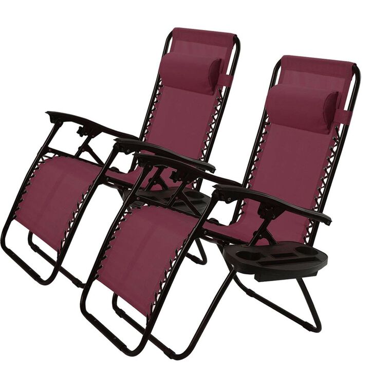 Set of 2 Folding Outdoor Zero Gravity Lounge Chairs for Ultimate Comfort and Relaxation