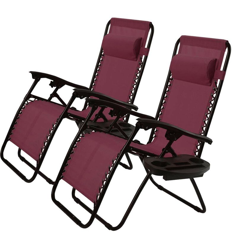 Set of 2 Folding Outdoor Zero Gravity Lounge Chairs for Ultimate Comfort and Relaxation