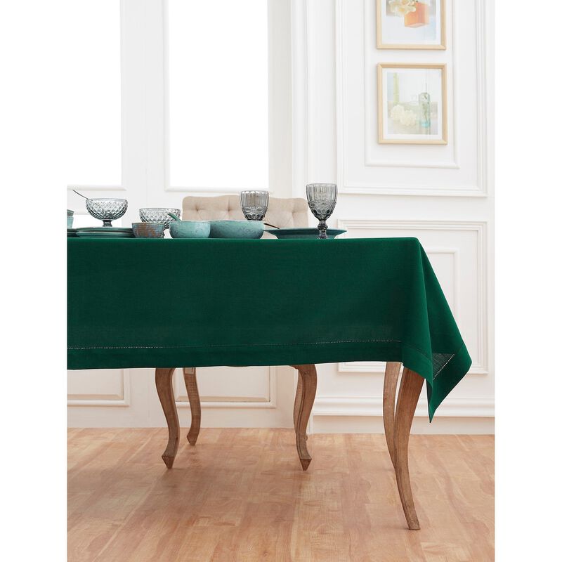 Solino Home Classic Hemstitch 100% Linen Tablecloth &ndash; Handcrafted, Machine Washable, Perfect for Holiday and Everyday Dining