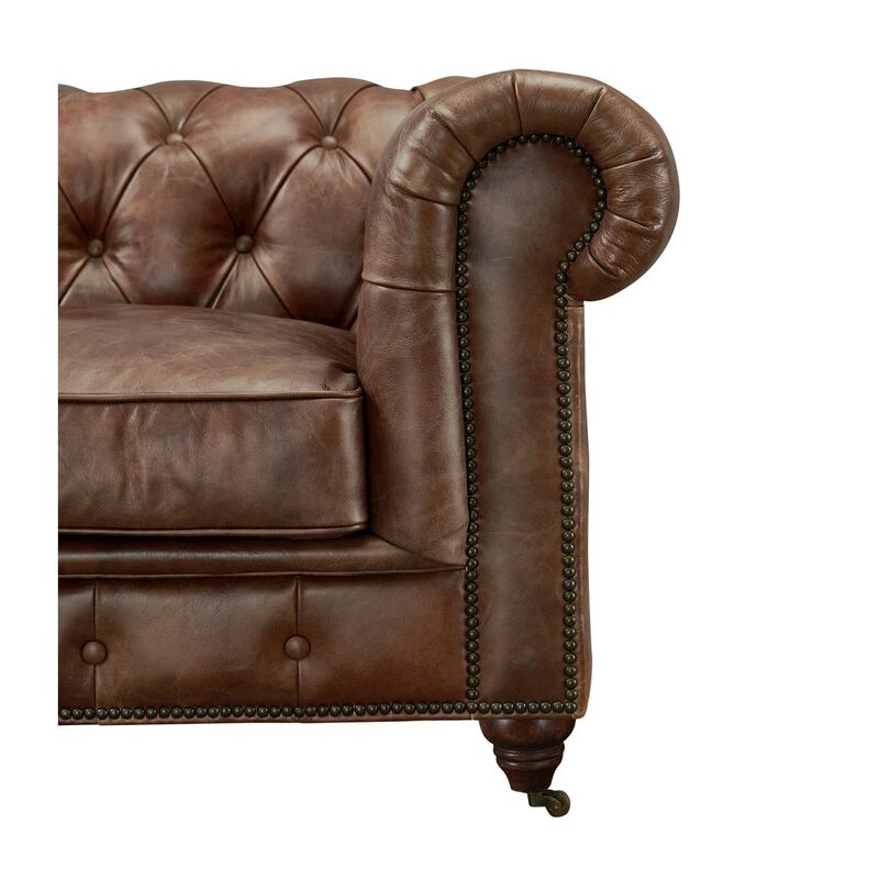 Crafters and Weavers Century Chesterfield Sofa - Dark Brown Leather
