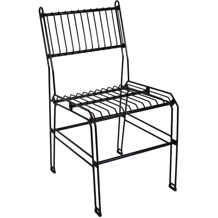 Sunnydaze Indoor/Outdoor Steel Wire Dining Chair - Black