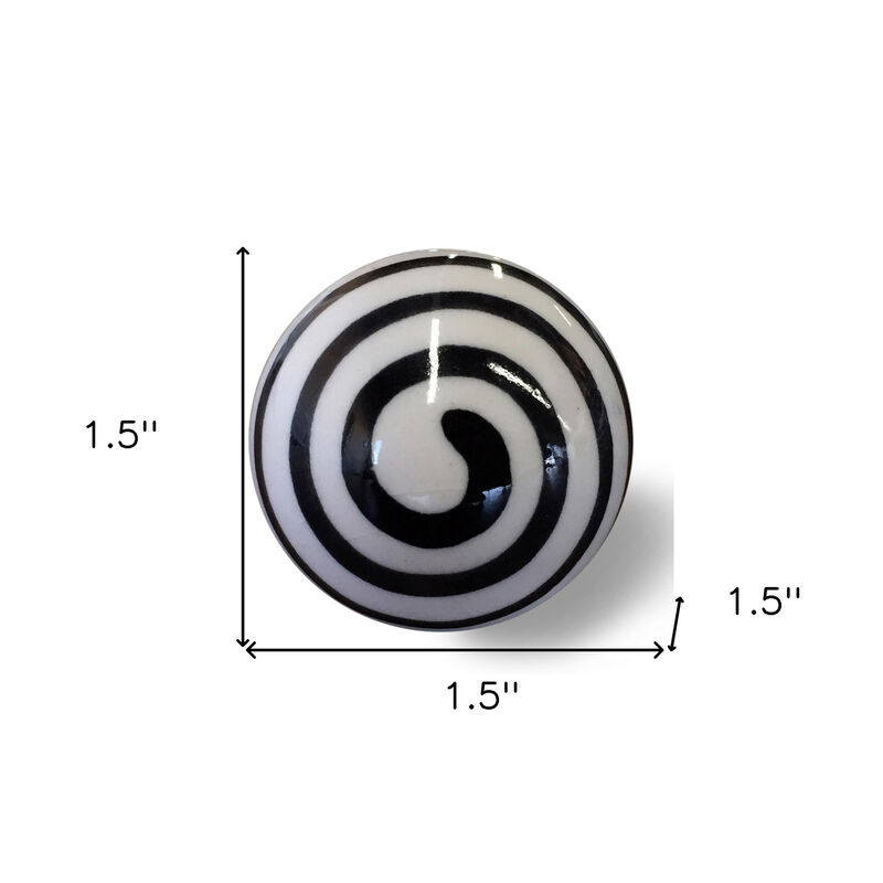 HomeRoots Set of Eight Black And White Ceramic And Metal Drawer Pull Knobs image number 4