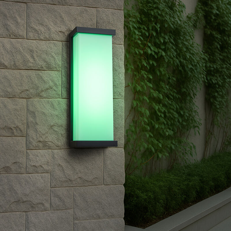 H20" Smart RGB Outdoor Wall Light Modern Large Integrated LED Wall Sconce with Remote and App Control Weather-Resistant Cast image number 1