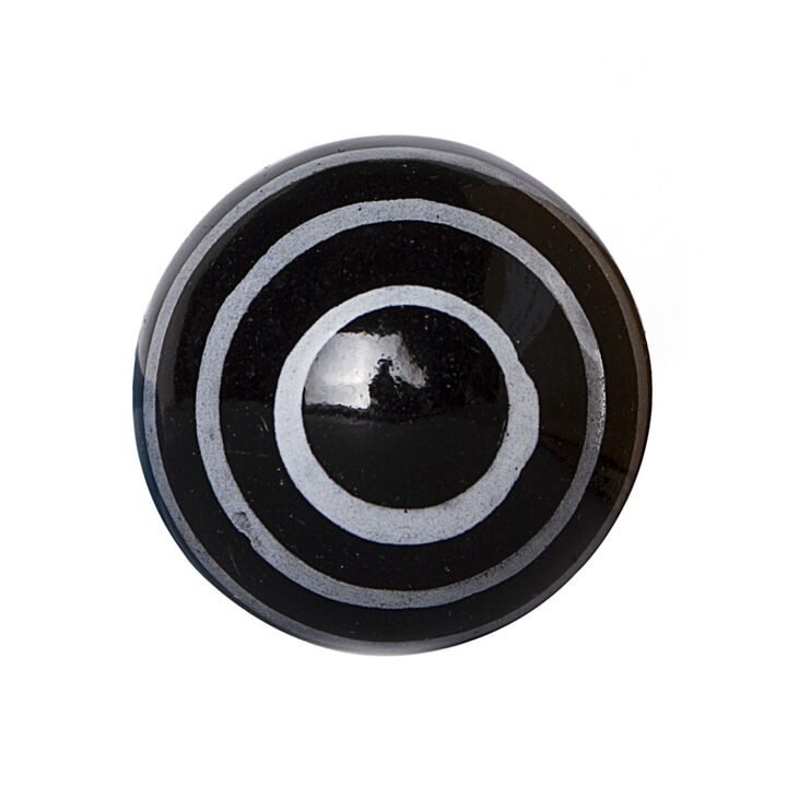 HomeRoots Set of Eight Black And Gray Ceramic And Metal Drawer Pull Knobs