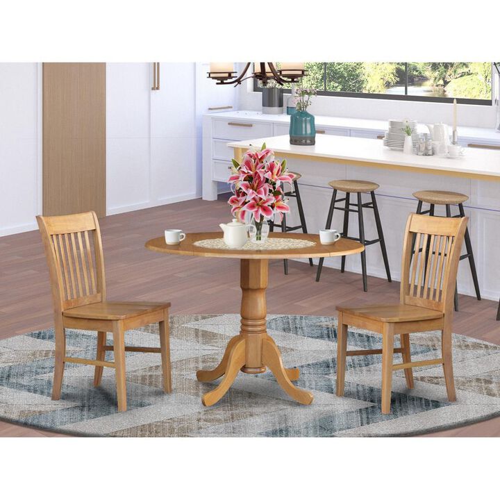3 Pc Kitchen nook Dining set-round Kitchen Table plus 2 dinette Chairs