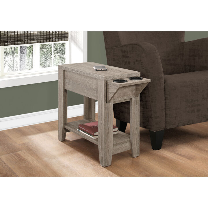 Monarch Specialties I 3198 Accent Table, Side, End, Storage, Lamp, Living Room, Bedroom, Laminate, Dark Taupe, Transitional
