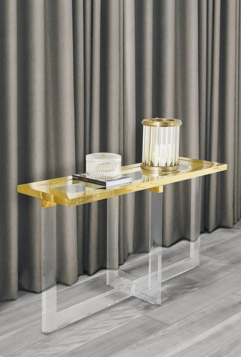 Pasargad Home Calypso Brushed Gold Lucite Hurricane image number 5