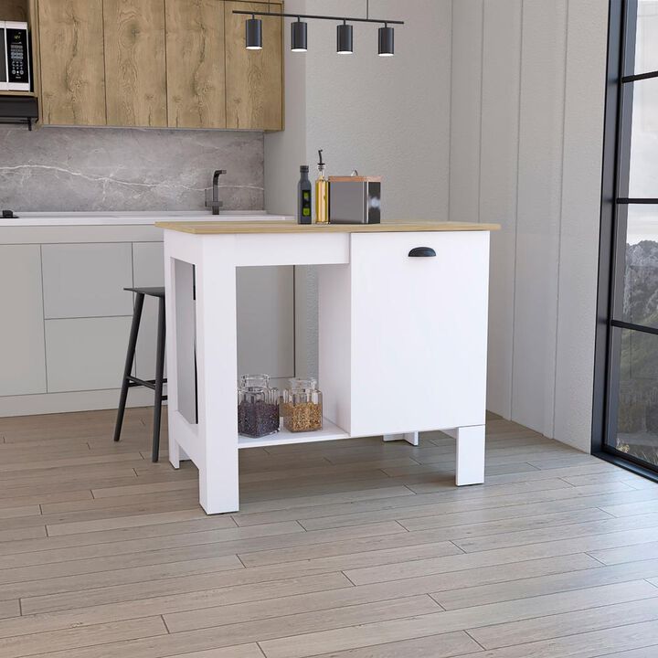 DEPOT E-SHOP Caddo Kitchen Island with Storage and Cabinet