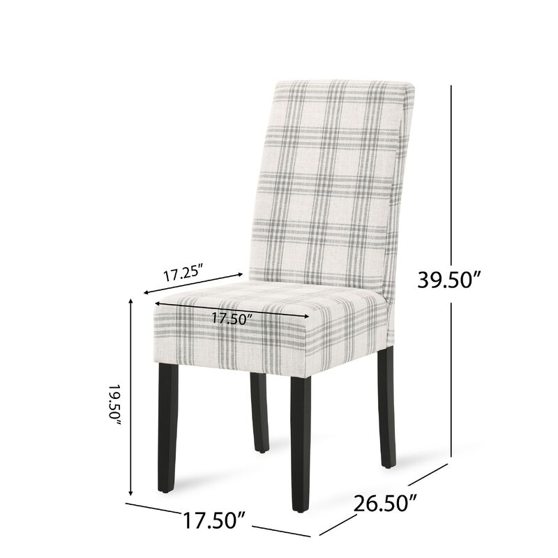 Cini Dining Side Chair Set of 2, Fabric, Black Wood Legs image number 5
