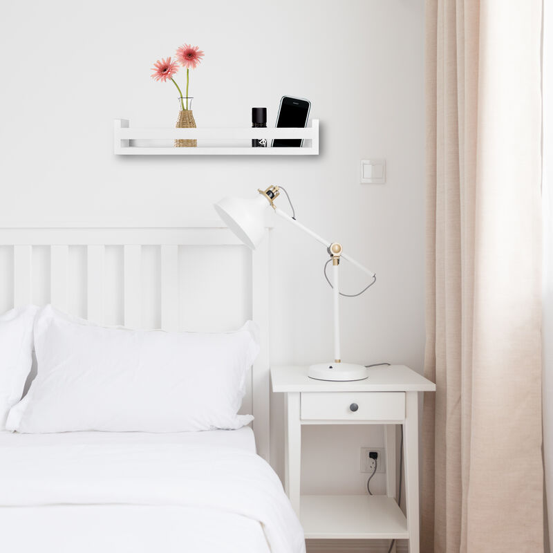 18" Wall Mount Decorative Spice Rack / Home D�cor Organizer Rack Shelf� White