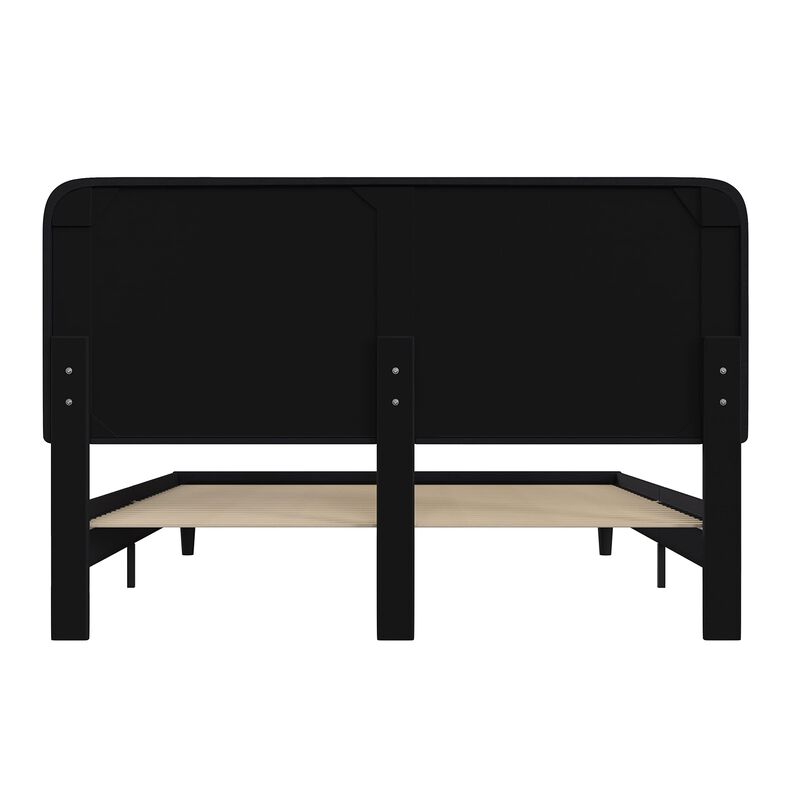 Flash Furniture Addison Platform Bed - Charcoal Fabric Upholstery - King - Headboard with Rounded Edges - Wood Slat Support - No Box Spring or Foundation Needed image number 4