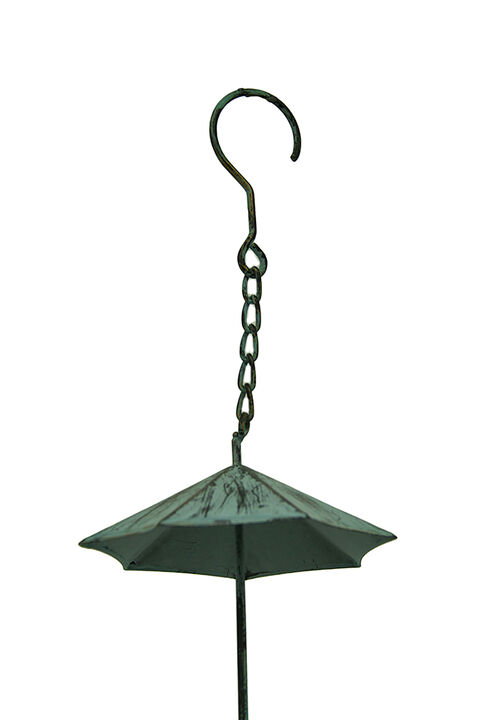 Metal Umbrella Rain Chain 61 in Teal Verdigris Outdoor Downspout Decor