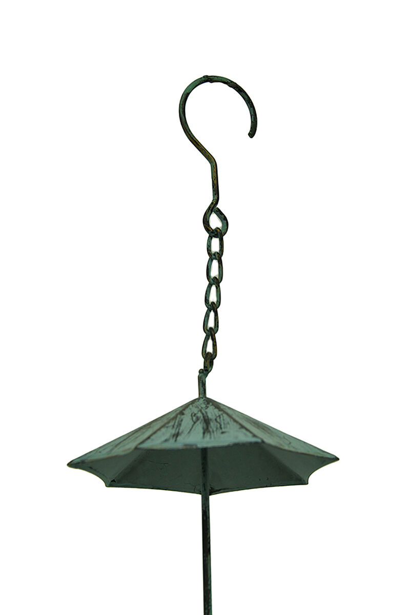 Metal Umbrella Rain Chain 61 in Teal Verdigris Outdoor Downspout Decor image number 1
