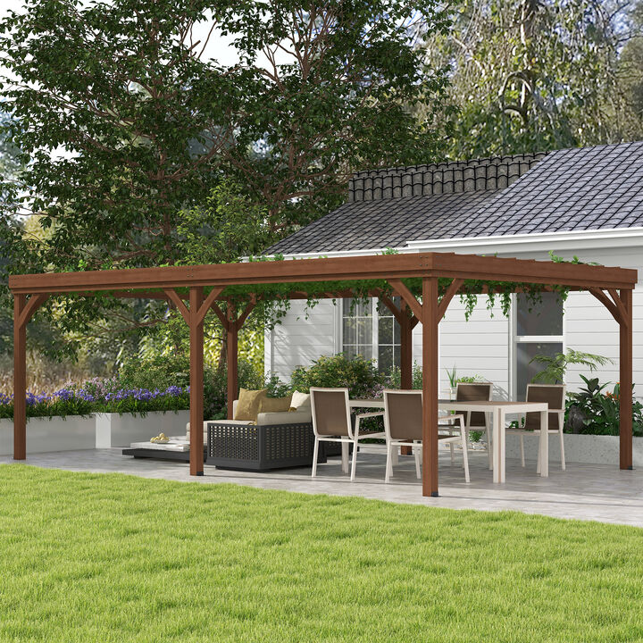 12' x 20' Outdoor Wood Pergola Gazebo with Stable Structure, Brown
