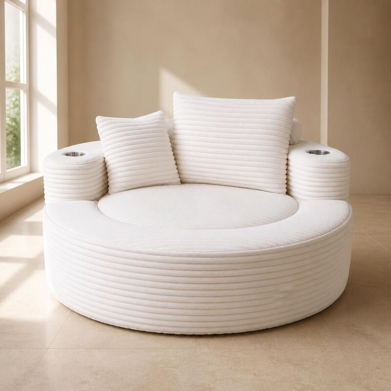 GOODSILO Round Multi-functional Memory Foam Sectional Cloud Sofa Bed Suitable for Small Living Spaces, Apartments and Home Offices image number 2