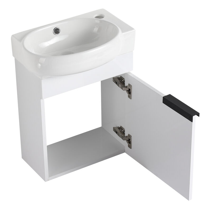 16-Inch Bathroom Vanity with Ceramic Sink and Eco-Friendly Plywood Base