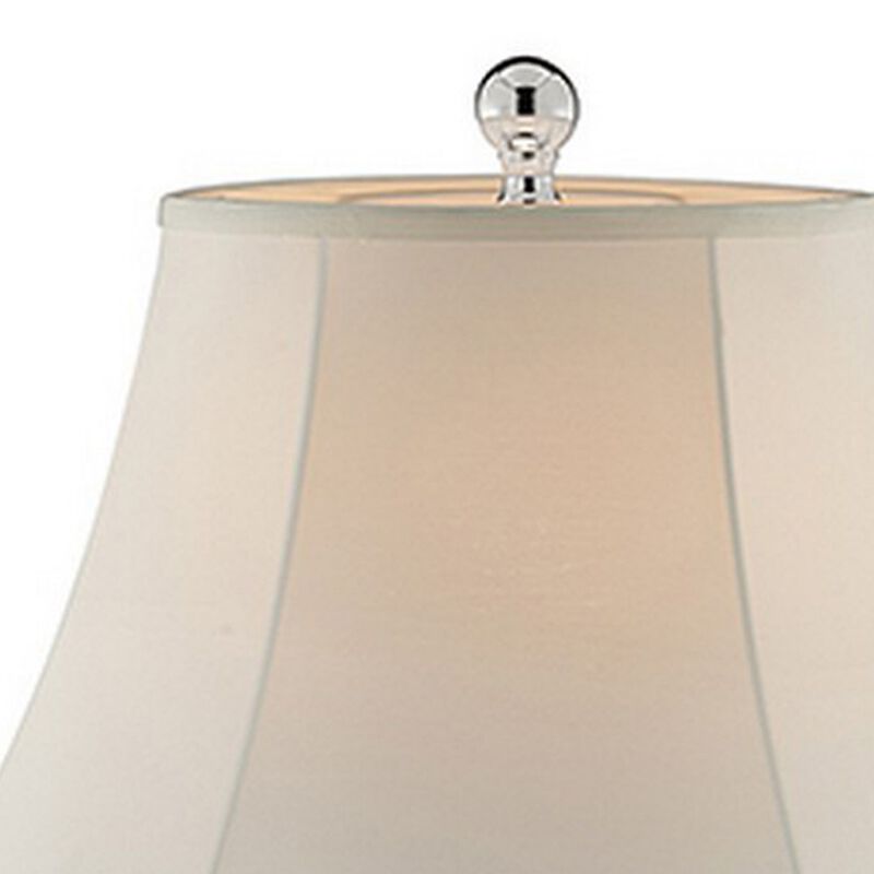 Table Lamp with Semi Fluted Glass Base, Set of 2, Off White-Benzara